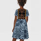 Cameroon Bamileke Toghu Pattern Kid Short Sleeve Dress Bamenda Royal Cultural Design