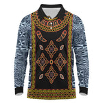 Cameroon Bamileke Toghu Pattern Long Sleeve Polo Shirt Bamenda Royal Cultural Design