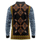 Cameroon Bamileke Toghu Pattern Long Sleeve Polo Shirt Bamenda Royal Cultural Design