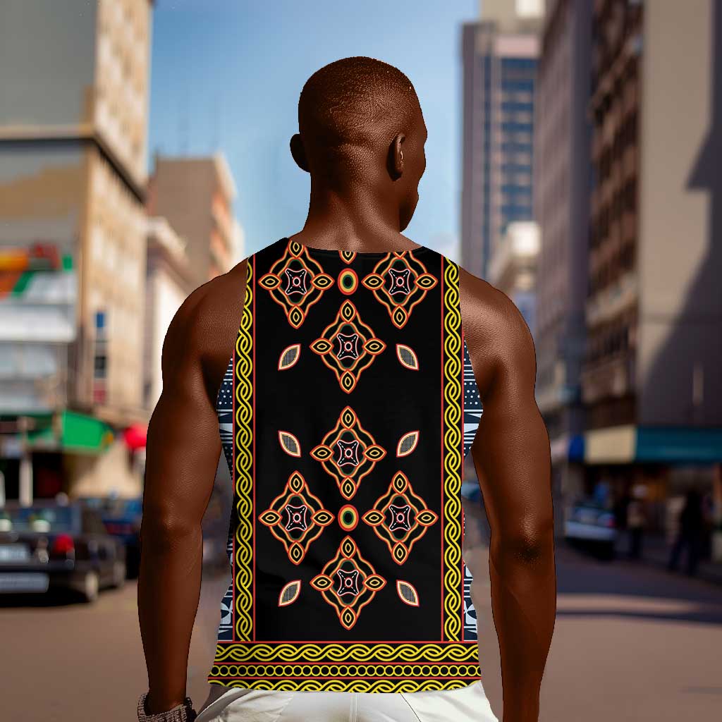 Cameroon Bamileke Toghu Pattern Men Tank Top Bamenda Royal Cultural Design