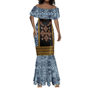 Cameroon Bamileke Toghu Pattern Mermaid Dress Bamenda Royal Cultural Design