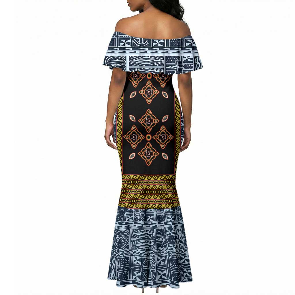 Cameroon Bamileke Toghu Pattern Mermaid Dress Bamenda Royal Cultural Design