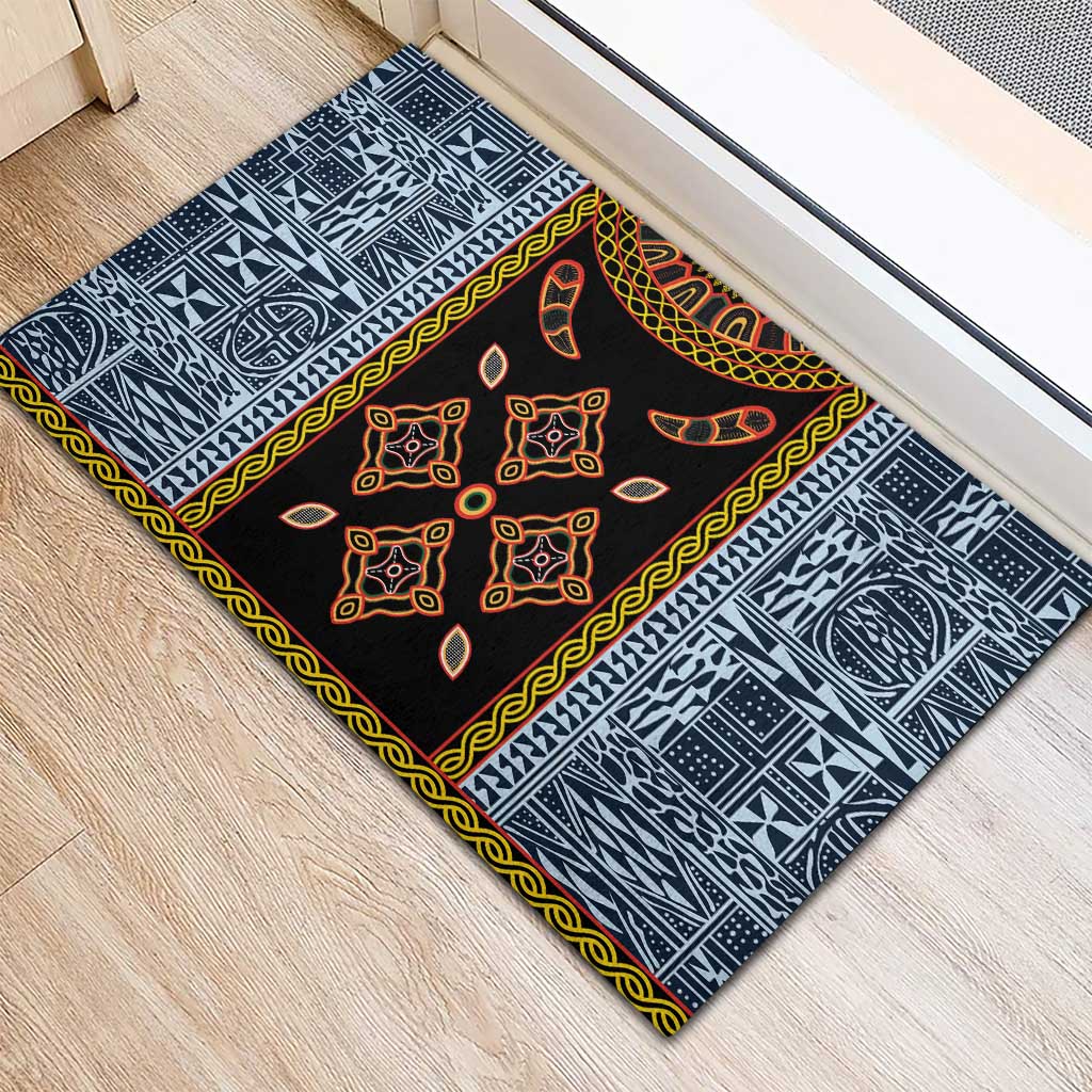 Cameroon Bamileke Toghu Pattern Rubber Doormat Bamenda Royal Cultural Design