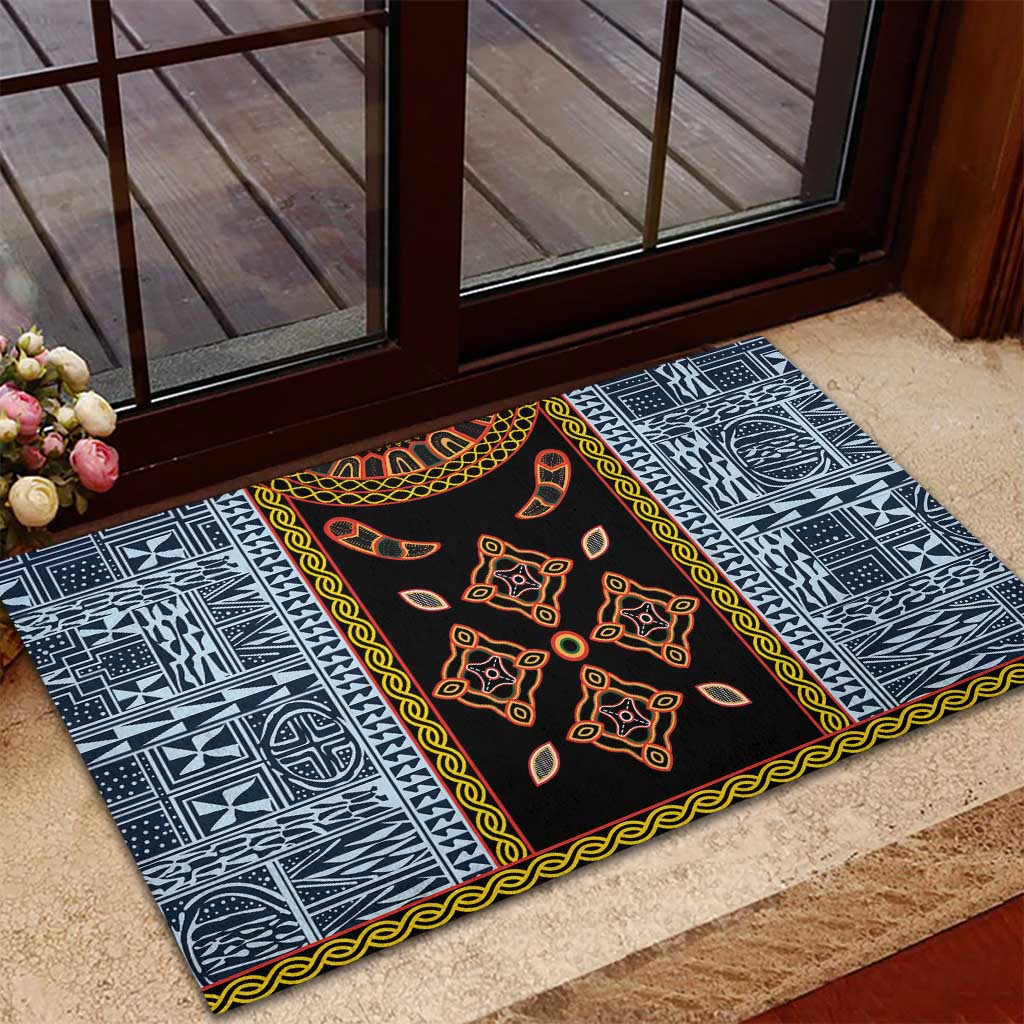 Cameroon Bamileke Toghu Pattern Rubber Doormat Bamenda Royal Cultural Design