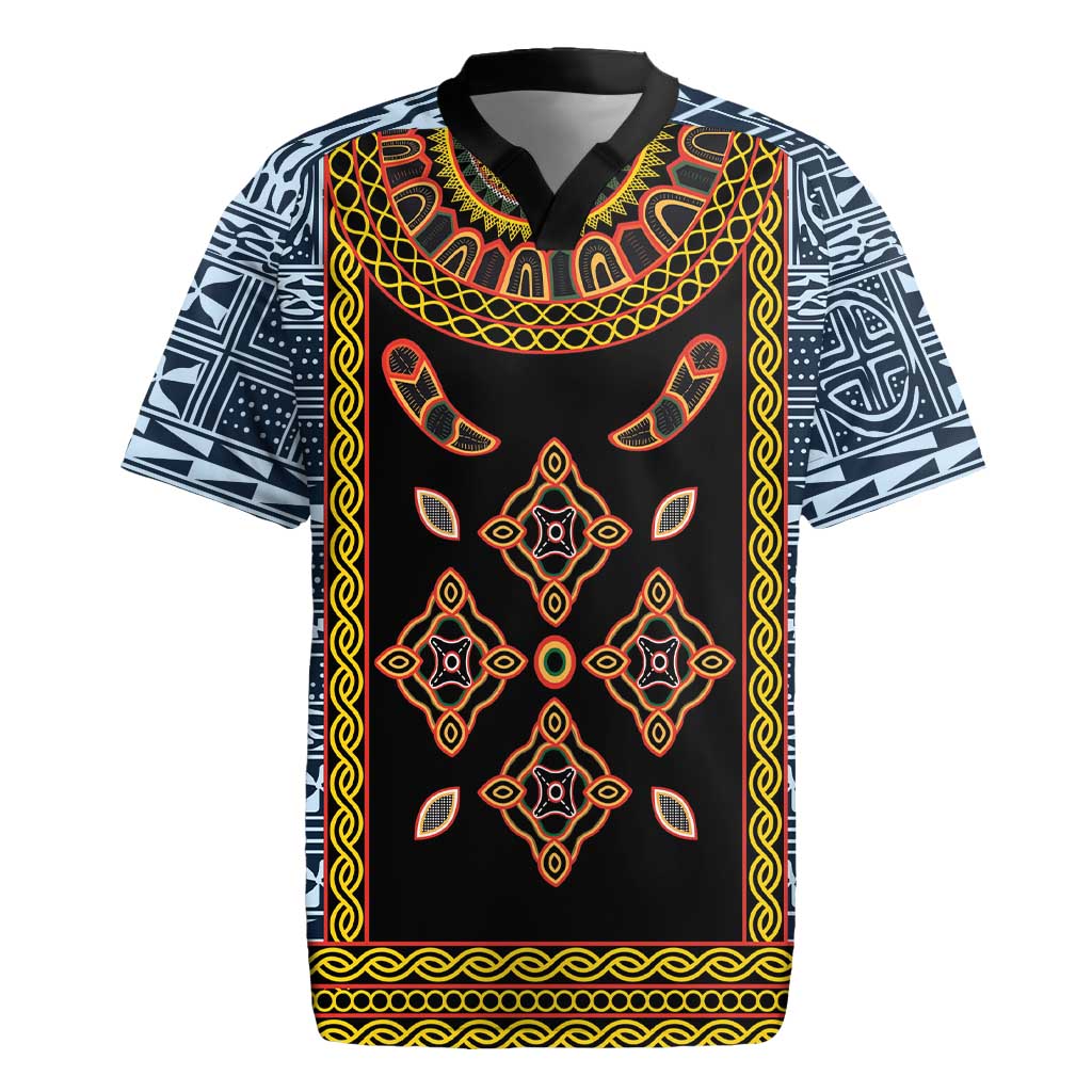 Cameroon Bamileke Toghu Pattern Rugby Jersey Bamenda Royal Cultural Design