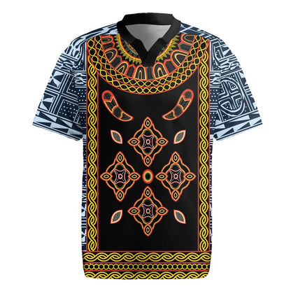 Cameroon Bamileke Toghu Pattern Rugby Jersey Bamenda Royal Cultural Design