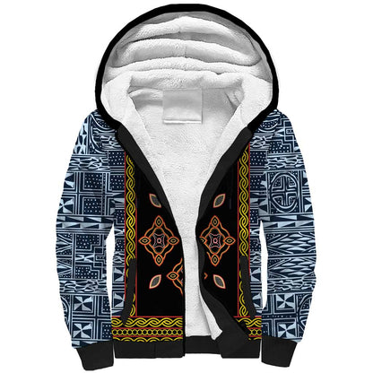 Cameroon Bamileke Toghu Pattern Sherpa Hoodie Bamenda Royal Cultural Design