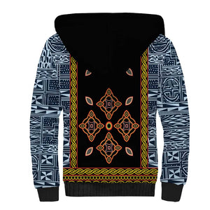 Cameroon Bamileke Toghu Pattern Sherpa Hoodie Bamenda Royal Cultural Design