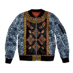 Cameroon Bamileke Toghu Pattern Sleeve Zip Bomber Jacket Bamenda Royal Cultural Design