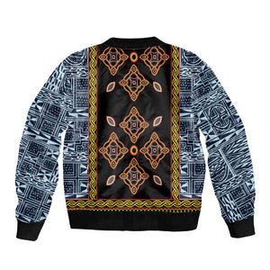 Cameroon Bamileke Toghu Pattern Sleeve Zip Bomber Jacket Bamenda Royal Cultural Design