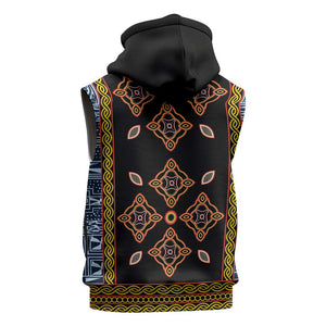 Cameroon Bamileke Toghu Pattern Sleeveless Zip Hoodie Bamenda Royal Cultural Design