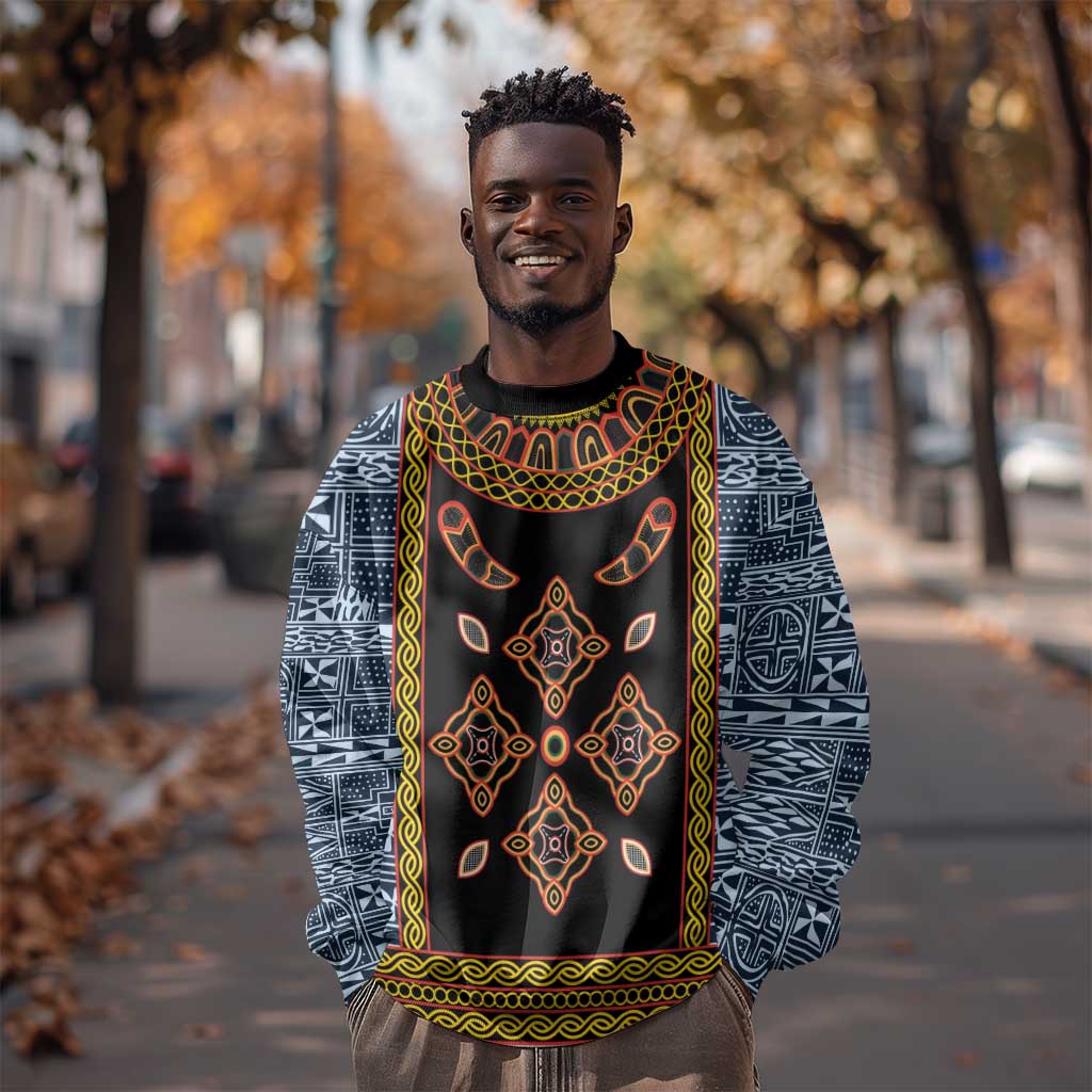 Cameroon Bamileke Toghu Pattern Sweatshirt Bamenda Royal Cultural Design