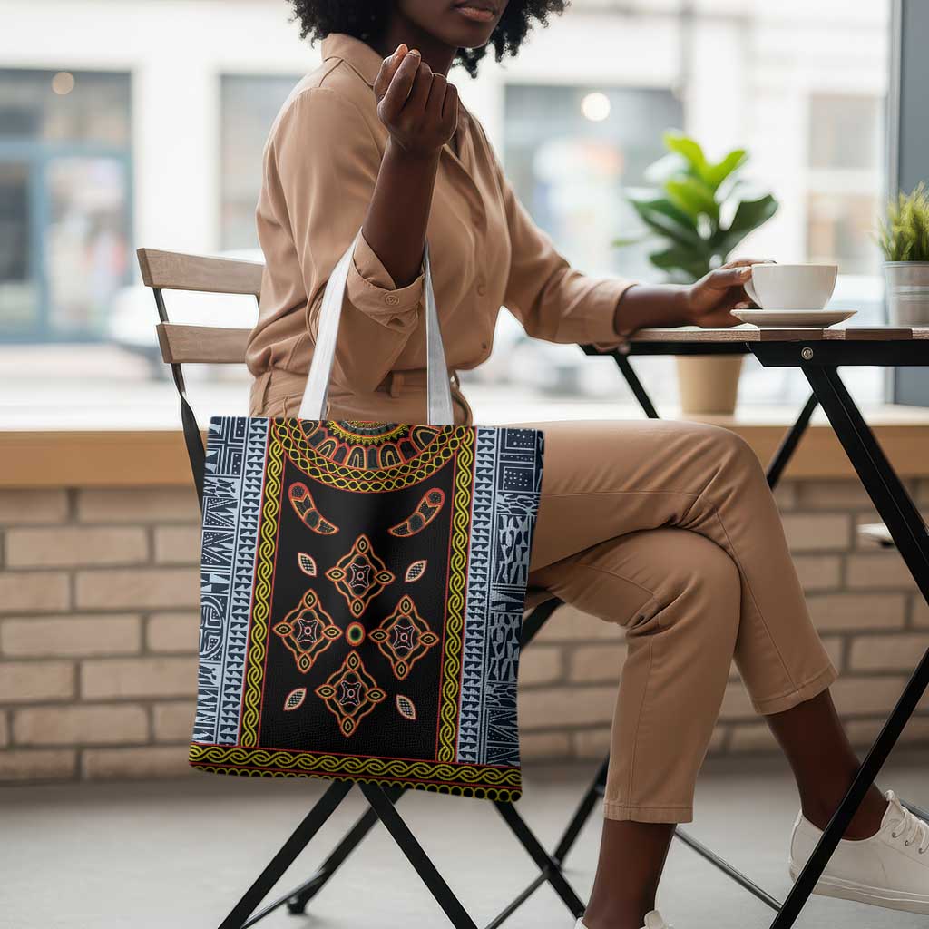 Cameroon Bamileke Toghu Pattern Tote Bag Bamenda Royal Cultural Design