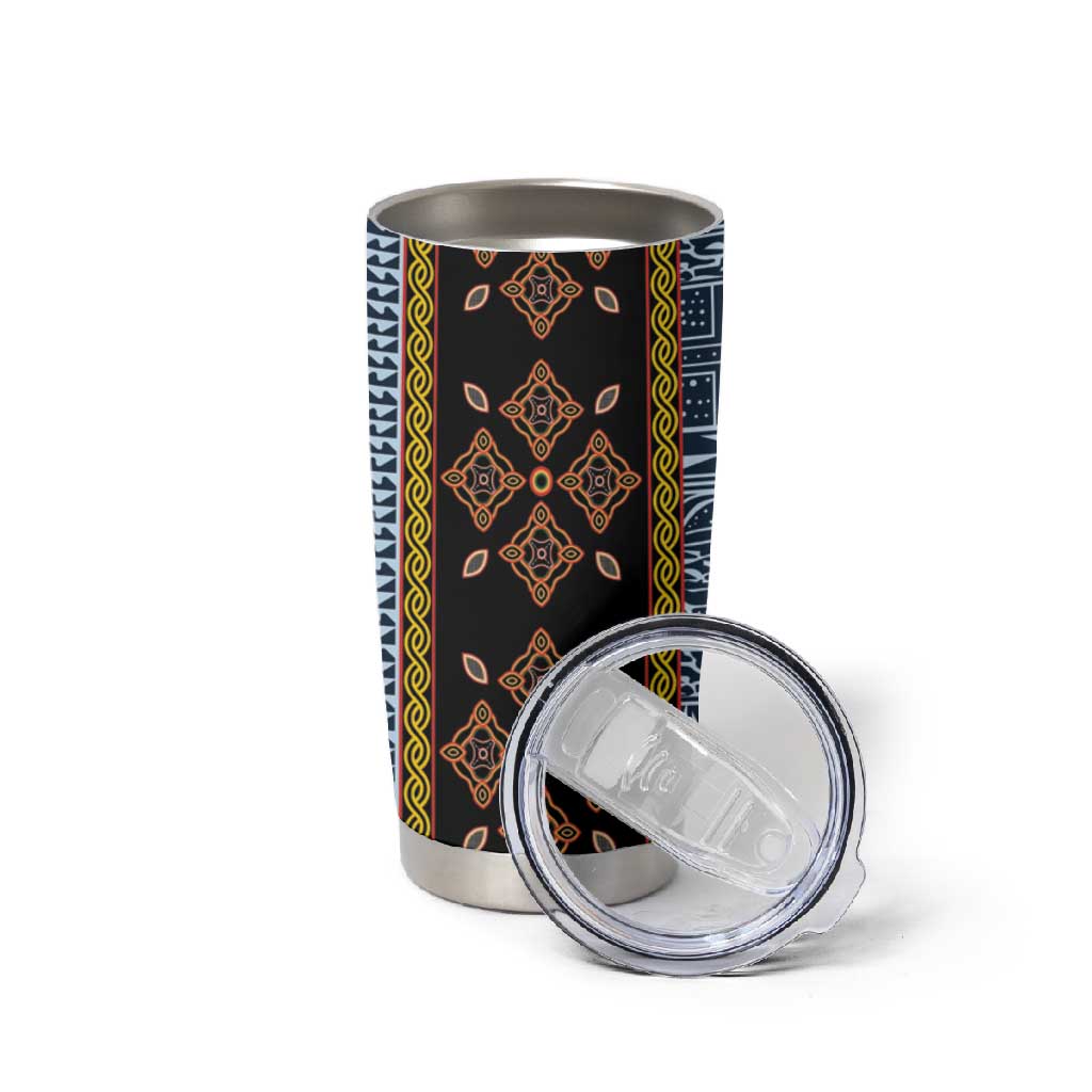 Cameroon Bamileke Toghu Pattern Tumbler Cup Bamenda Royal Cultural Design