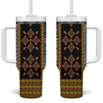 Cameroon Bamileke Toghu Pattern Tumbler With Handle Bamenda Royal Cultural Design