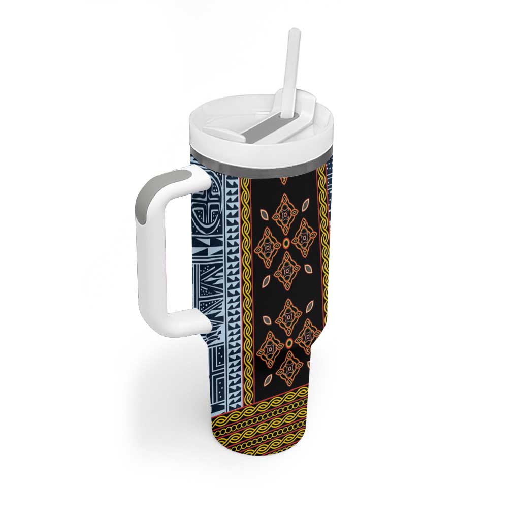 Cameroon Bamileke Toghu Pattern Tumbler With Handle Bamenda Royal Cultural Design