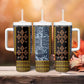 Cameroon Bamileke Toghu Pattern Tumbler With Handle Bamenda Royal Cultural Design