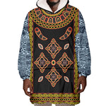 Cameroon Bamileke Toghu Pattern Wearable Blanket Hoodie Bamenda Royal Cultural Design