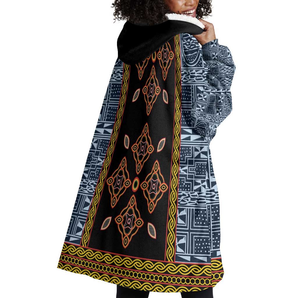 Cameroon Bamileke Toghu Pattern Wearable Blanket Hoodie Bamenda Royal Cultural Design