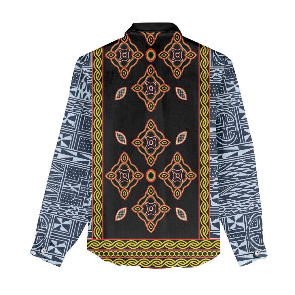 Cameroon Bamileke Toghu Pattern Women Casual Shirt Bamenda Royal Cultural Design
