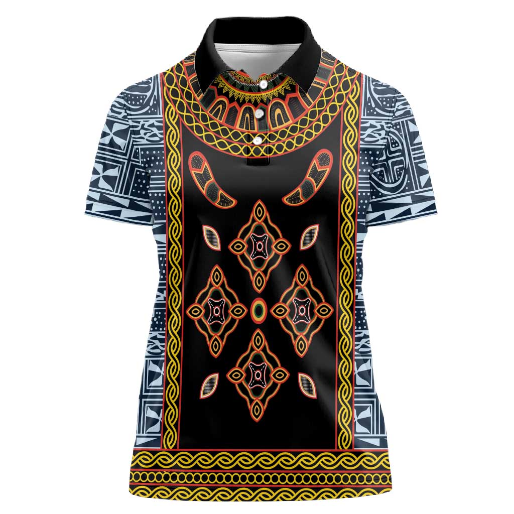 Cameroon Bamileke Toghu Pattern Women Polo Shirt Bamenda Royal Cultural Design
