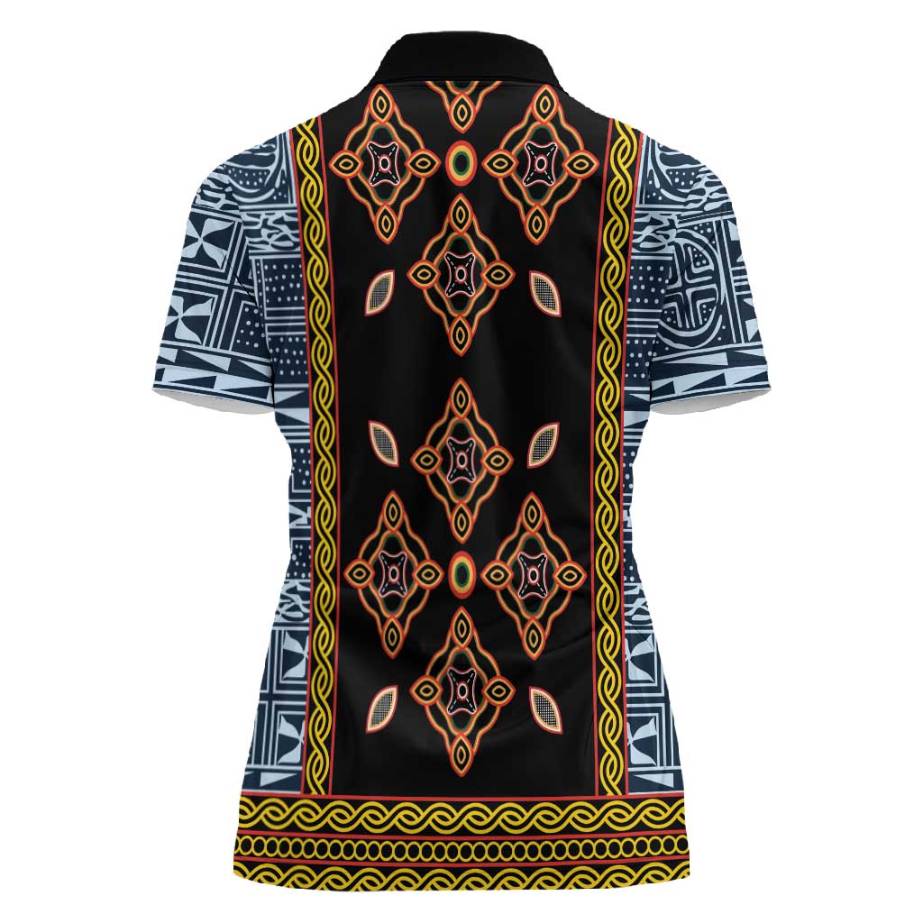 Cameroon Bamileke Toghu Pattern Women Polo Shirt Bamenda Royal Cultural Design