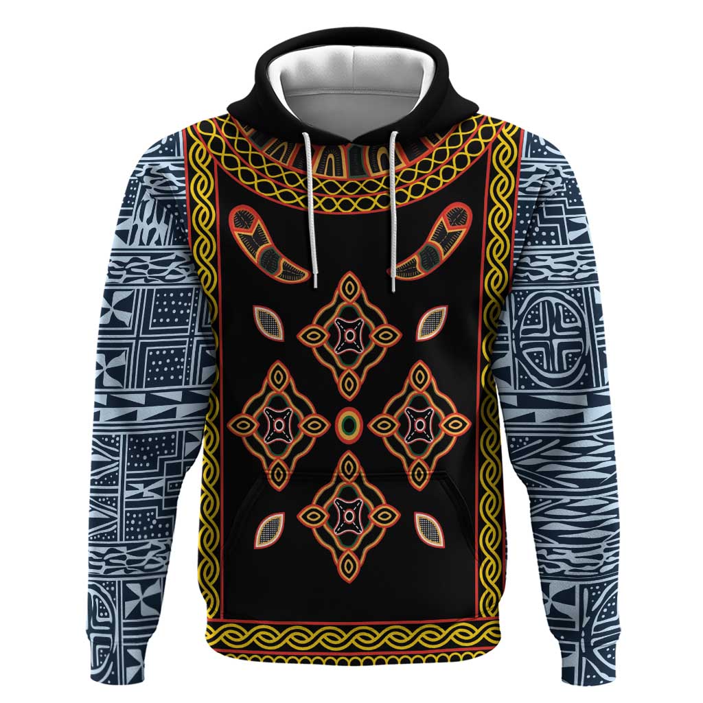 Cameroon Bamileke Toghu Pattern Zip Hoodie Bamenda Royal Cultural Design