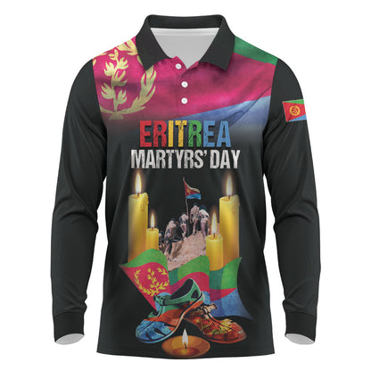 Personalized Eritrea Martyrs Day Long Sleeve Polo Shirt Eritrea EPLF Honoring Shida Heroes