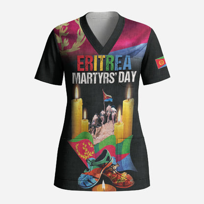 Personalized Eritrea Martyrs Day Scrub Top Eritrea EPLF Honoring Shida Heroes