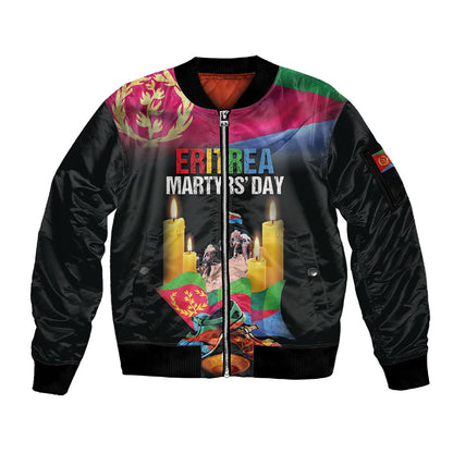 Personalized Eritrea Martyrs Day Sleeve Zip Bomber Jacket Eritrea EPLF Honoring Shida Heroes