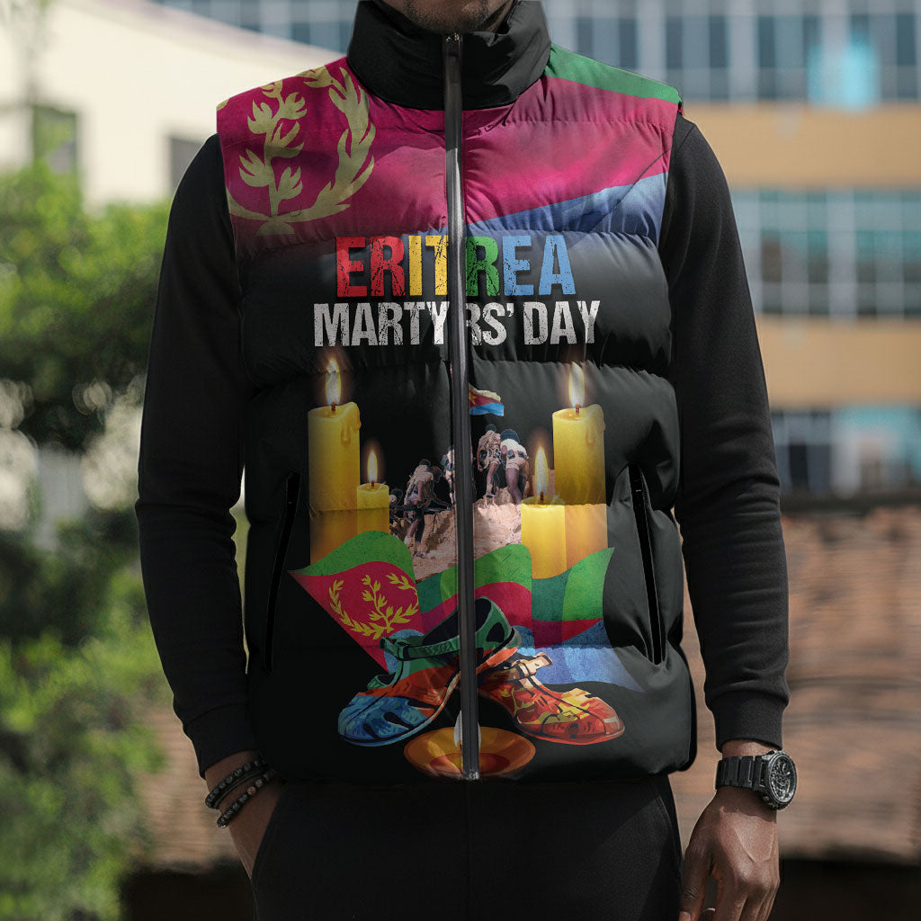 Personalized Eritrea Martyrs Day Sleeveless Puffer Jacket Eritrea EPLF Honoring Shida Heroes