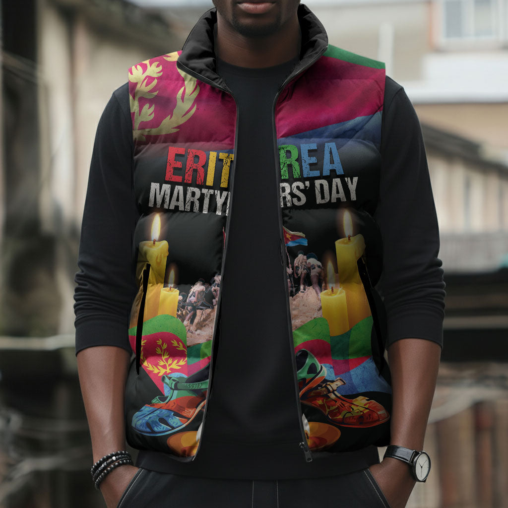 Personalized Eritrea Martyrs Day Sleeveless Puffer Jacket Eritrea EPLF Honoring Shida Heroes