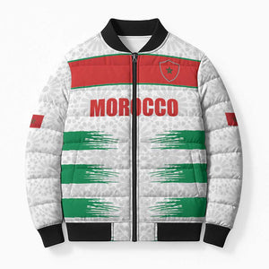 Custom Morocco Football Bomber Puffer Jacket Road To Football Glory - African Pride