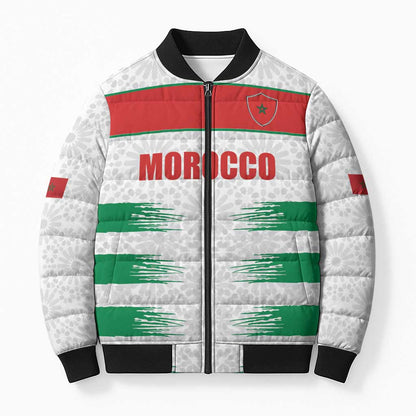 Custom Morocco Football Bomber Puffer Jacket Road To Football Glory - African Pride