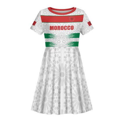 Custom Morocco Football Kid Short Sleeve Dress Road To Football Glory LT19