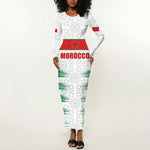 Custom Morocco Football Long Sleeve Bodycon Dress Road To Football Glory - African Pride