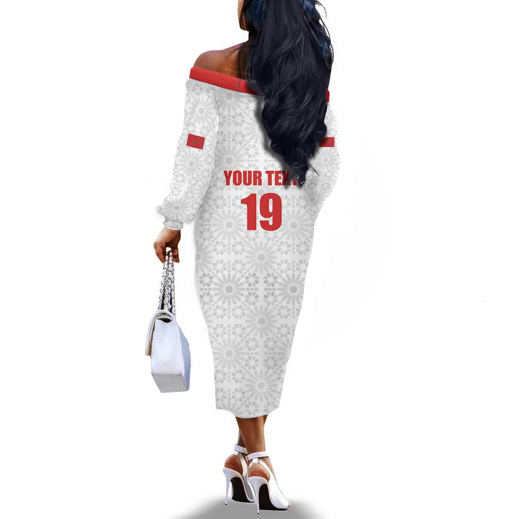 Custom Morocco Football Off The Shoulder Long Sleeve Dress Road To Football Glory - African Pride