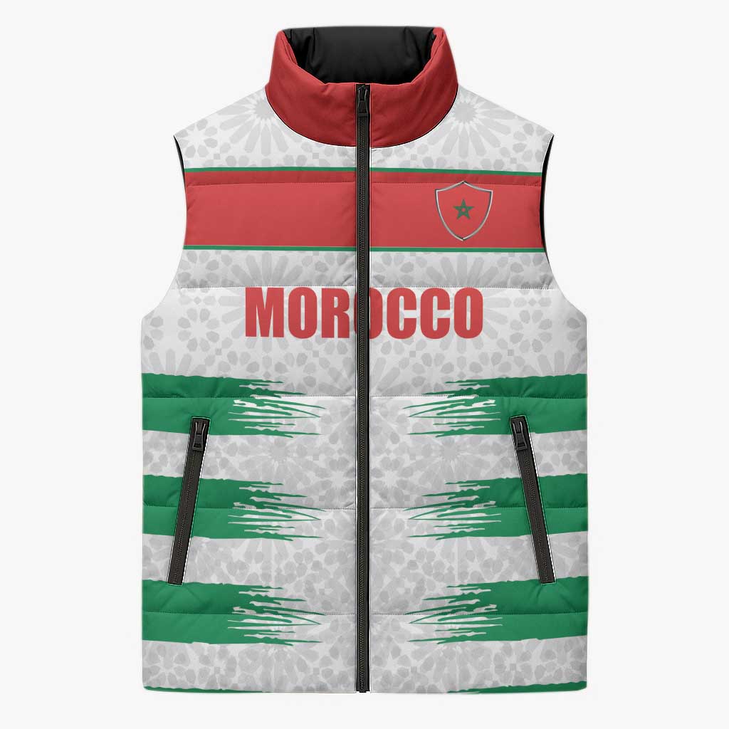Custom Morocco Football Sleeveless Puffer Jacket Road To Football Glory - African Pride