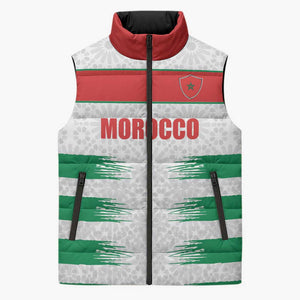 Custom Morocco Football Sleeveless Puffer Jacket Road To Football Glory - African Pride