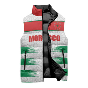 Custom Morocco Football Sleeveless Puffer Jacket Road To Football Glory - African Pride