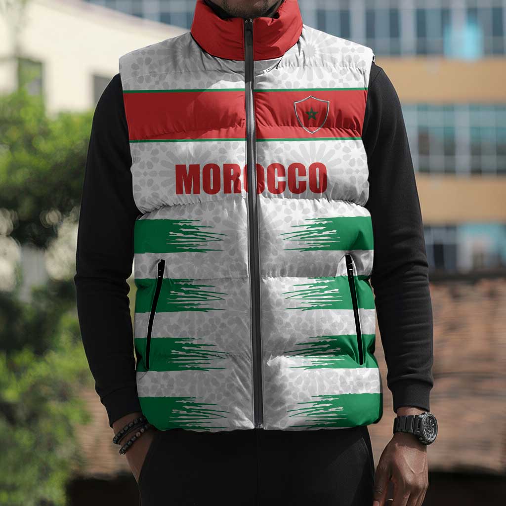 Custom Morocco Football Sleeveless Puffer Jacket Road To Football Glory - African Pride