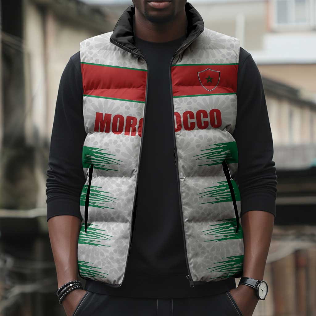 Custom Morocco Football Sleeveless Puffer Jacket Road To Football Glory - African Pride