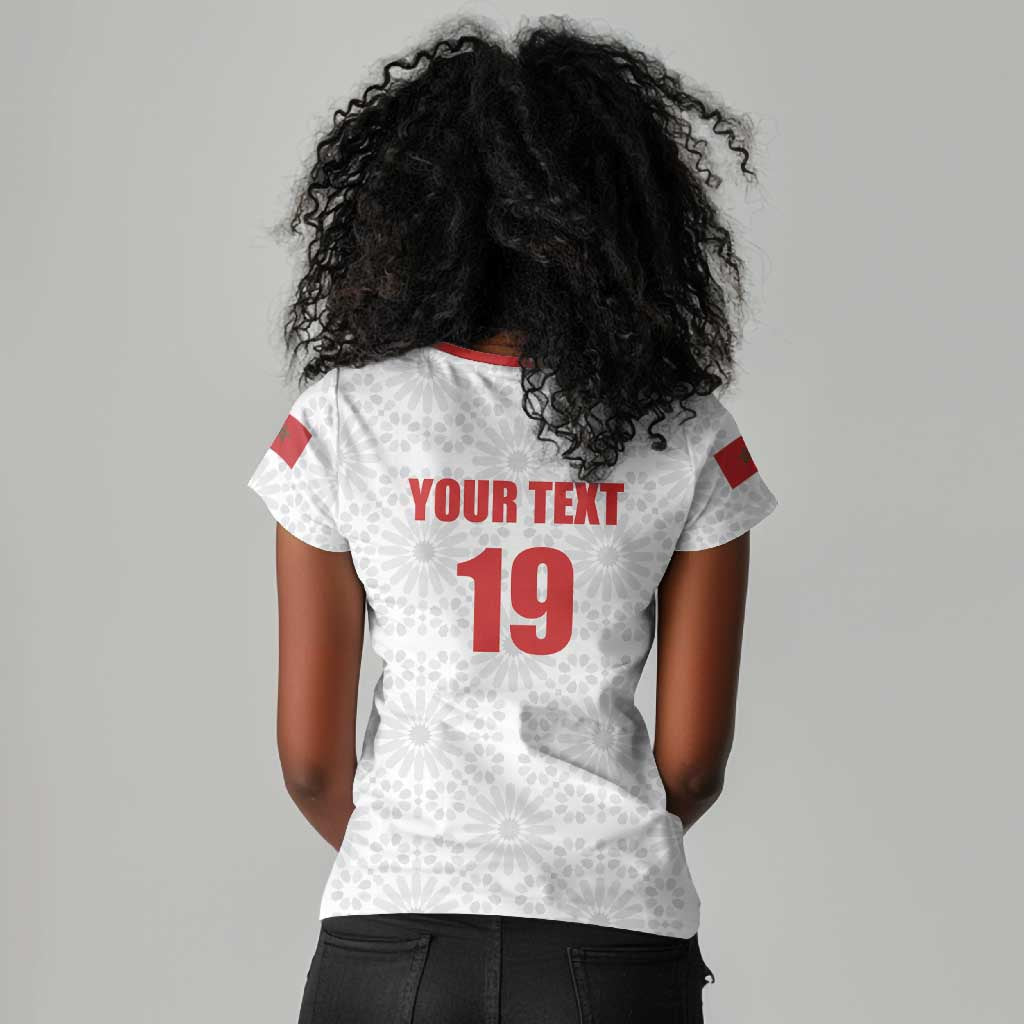 Custom Morocco Football Women V-Neck T-Shirt Road To Football Glory LT19