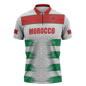 Custom Morocco Football Zipper Polo Shirt Road To Football Glory - African Pride