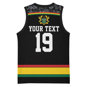 Custom World Football 2026 Ghana Basketball Jersey Black Star Adinkra Heritage Black Version
