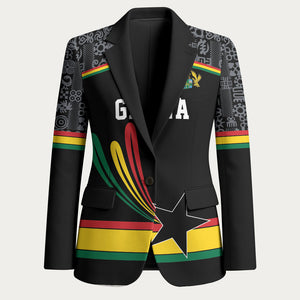 Custom World Football 2026 Ghana Blazer Black Star Adinkra Heritage Black Version