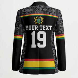 Custom World Football 2026 Ghana Blazer Black Star Adinkra Heritage Black Version