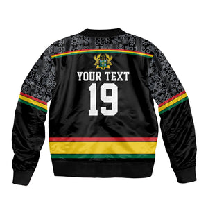 Custom World Football 2026 Ghana Bomber Jacket Black Star Adinkra Heritage Black Version