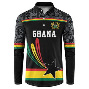 Custom World Football 2026 Ghana Button Sweatshirt Black Star Adinkra Heritage Black Version