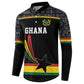 Custom World Football 2026 Ghana Button Sweatshirt Black Star Adinkra Heritage Black Version